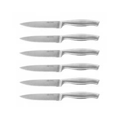 Set de 6 cuchillos profesionales de carne con sierra y hoja de 2 mm de grosor.