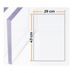 Placa policarbona transparente 4mm - 29 x 43 cm