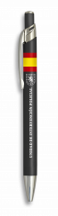 Bolígrafo Albainox de color negro, material aluminio, con Bandera Española + Logo a elegir, 13,8 cm de longitud, UIP, 03069GR254