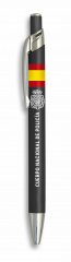 Bolígrafo Albainox de color negro, material aluminio, con Bandera Española + Logo a elegir, 13,8 cm de longitud, CNP, 03069GR255