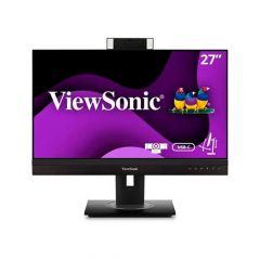 ViewSonic VG2756V-2K Monitor de videoconferencia de 24 pulgadas 1440p con cámara web, USB C de 2 vías, 90 W, acoplamiento, Gigabit Ethernet integrado, inclinación de 40 grados, ergonomía para el hogar