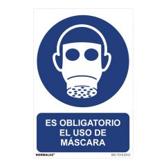 Señal uso obligatorio "es obligatorio el uso de máscara" (pvc 0.7mm)  30x40cm