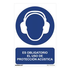 Señal uso obligatorio "paso obligatorio el uso de proteccion acústica" (pvc 0.7mm)  30x40cm