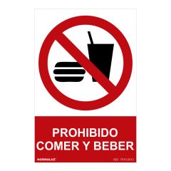Señal prohibido "prohibido comer y beber" (pvc 0.7mm)  30x40cm