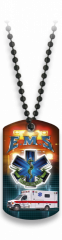 Placa Con Cadena De Bolas E.M.S, impresión 3D, dimensiones 2,8 x 5 cm
