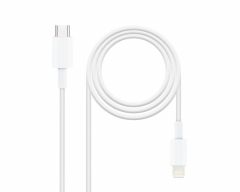 NANOCABLE 10.10.0602 - Cable Lightning a USB-C, Color Blanco, 2.0 Metro