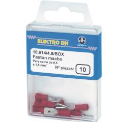 Caja 10 Terminal Faston macho aislado para cable 0'5-1'5 mm² 6'35 mm Color Funda Rojo Electro DH 10.914/6.3/R/BOX 8430552088188