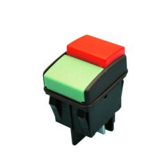 Dos interruptores unipolares a pulsador Cuerpo Negro y Techas Rojo y Verde Electro DH 11.414.I/NRV 8430552141333