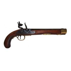 Réplica de pistola Kentucky  de chispa, utilizada en la Guerra de Independencia de los Estados Unidos del Siglo XIX , fabricada en metal y madera con mecanismo simulador de carga y disparo, con cañón ciego, para decoración