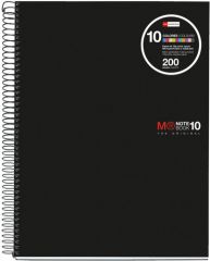 Miquel rius notebook10 cuaderno de espiral formato a4 - 200 hojas de 70gr microperforadas con 4 taladros - cubiertas de polipropileno - cuadricula 5x5 - color negro