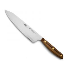Arcos Cuchillo de cocinero serie Nórdika, hoja de Acero Inoxidable NITRUM® de 21 cm de longitud y Mango de madera Ovengkol