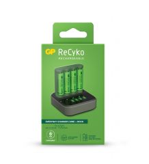Gp recyko b421 dock pack de cargador everyday usb 4 espacios + base de carga + 4 pilas recargables 2100mah aa