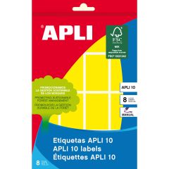 APLI 02754 etiqueta autoadhesiva Rectángulo Permanente Amarillo 128 pieza(s)