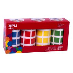 Apli gomets cuadrados adhesivo permanente - tamaño 20 x 20mm - pack de 4 rollos en colores surtidos - 7080 gomets por pack
