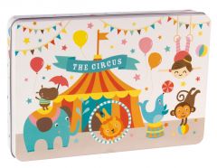 Apli kids puzle tematica circo - 24 piezas de 8x8 cm - caja metalica rectangular - diseño exclusivo de lily lane - facil manejo para niños - carton de 2mm con acabado brillante - colorido y claro
