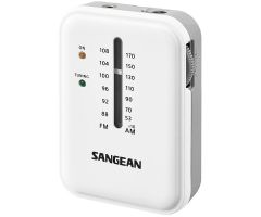 Sangean sr-32 blanco radio de bolsillo fm/am auriculares jack y correa