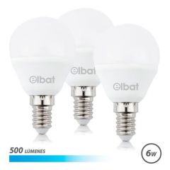 Elbat pack de 3 bombillas led g45 de 6w - 500lm - base e14 - luz fria