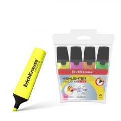 Erichkrause visioline v-12 pack de 4 marcadores - punta biselada - colores: naranja, rosa, verde, amarillo - color del producto: coincide con el de la tinta