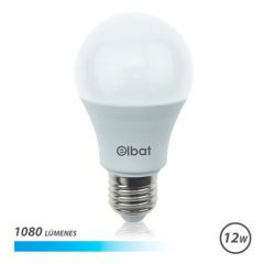 Elbat bombilla led - potencia 12w - lumenes 1080 - tipo de luz 6500k luz fria - casquillo e27 - angulo 220º - dimensiones 60x120mm - 30.000 horas de vida - 15.000 encendidos - color blanco