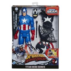 Hasbro - spider-man maximum venom titan hero venom captain america with starter