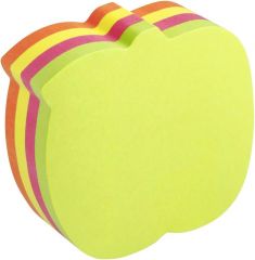 Global notes info cubo de 200 notas adhesivas con forma de manzana 70 x 70mm - colores verde, rosa amarillo y naranja