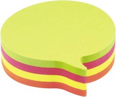 Global notes info cubo de 200 notas adhesivas con forma de burbuja 70 x 70mm - colores verde, rosa amarillo y naranja