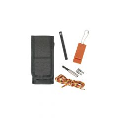 Kit de Supervivencia Salamandra, incluye bolsa porta útiles, silbato, pedernal, taladro, adaptador de puntas con puntas y 3 m de paracord, 239KIT + pañuelo desenfunda