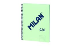 Milan cuaderno espiral formato a4 pautado 7mm - 80 hojas de 95 gr/m2 - microperforado, 4 taladros - color verde