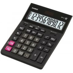 Casio gr-12c calculadora de sobremesa - pantalla lcd de 12 digitos - alimentacion solar y pilas - color negro