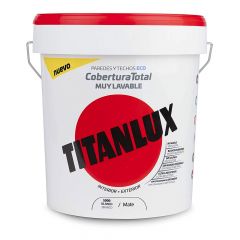 Pintura plástica lavable mate interior-exterior  cobertura total blanco 15l titanlux 06t100015
