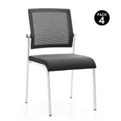 Cromad design pack de 4 sillas - asiento de espuma - respaldo de malla - ideal para uso comercial - apilables - color negro