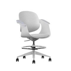 Cromad top work silla/taburete de oficina ergonomica - altura regulable hasta 0.78m - respaldo inclinable - anillo galvanizado reposapies - tela de alta calidad - color blanco