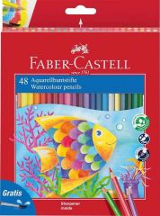 Faber-castell classic colour acuarelable pack de 48 lapices de colores hexagonales acuarelables + pincel - resistencia a la rotura - colores surtidos