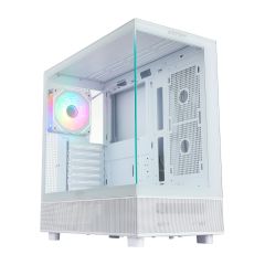Abysm danube sava h400 white caja torre atx, itx, micro atx - lateral y frontal cristal templado - 3.5" y 2.5" - usb-a, usb-c y audio - 1 ventilador argb instalado - soporta refrigeracion liquida