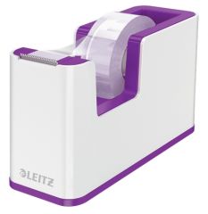 Leitz wow dispensador de cinta adhesiva - para rollos de hasta 19mm x 33m - incluye cinta autoadhesiva escribible - color blanco/violeta