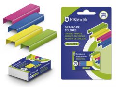 Caja de 800 grapas de colores nº 22/6-24/6 metalizadas bismark 331279