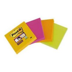 Pack 4 blocs 45 hojas notas adhesivas 47,6x47,6mm super sticky colores surtidos 6910sss-ypog-eu post-it 7100172209
