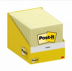 Bloc 100 hojas notas adhesivas 76x76mm canary yellow encelofanado caja dispensadora 6820-cy-w10 post-it 7100317841