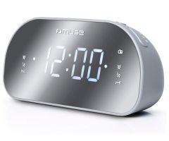 Muse M-170CMR radio Reloj Digital Espejo, Blanco