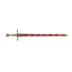 Réplica de la espada del Rey Arturo fabricada en metal y funda de plástico forrada y extraíble de 111 cm. Arma decorativa sin filo 