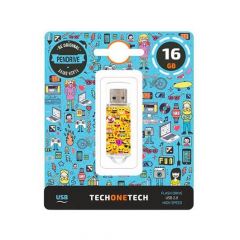 Tech One Tech Emojitech Emojis Pendrive 16 GB, Memoria USB