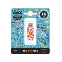 TECH ONE TECH Emojitech Heart-Eyes Pendrive 16 GB, Memoria USB