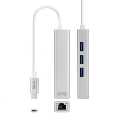 Conversor USB-C A Ethernet Gigabit + 3xUSB 3.0