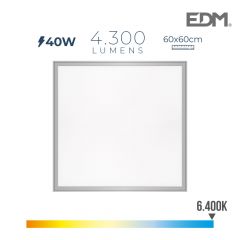Panel led 40w 4300lm ra80 60x60cm 6400k luz fria edm