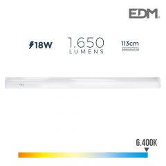 Regleta electronica led 18w 1650lm 6400k luz fria 3,6x113,8x3cm edm