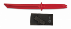 Cuchillo de entrenamiento K25 de color rojo, material de goma, hoja de 18,4 cm, funda de nylon
