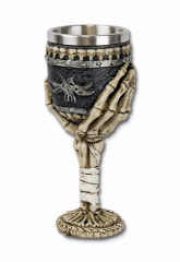 Copa de decoración Mano de esqueleto, tamaño de 20 Cm, hecho de resina con interior de aluminio, Tole10 Imperial