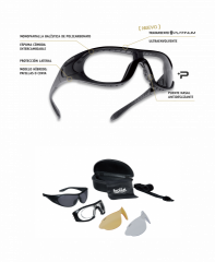 Gafas balísticas Bollé Raider, ultraenvolvente, protección lateral, tratamiento antivaho y antirrayaduras