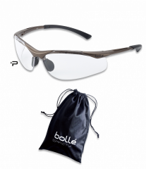 Gafas Bollé Contour, cristal incoloro, con puente nasal antideslizamiento, incluye funda de microfibras