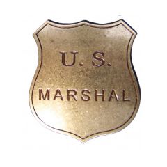 Réplica de una placa del Servicio de Alguaciles de los Estados Unidos US Marshal fabricada en metal, con aguja para su sujeción 